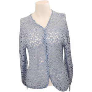 Salon Studios by Haband women's crochet baby light blue cardigan Small